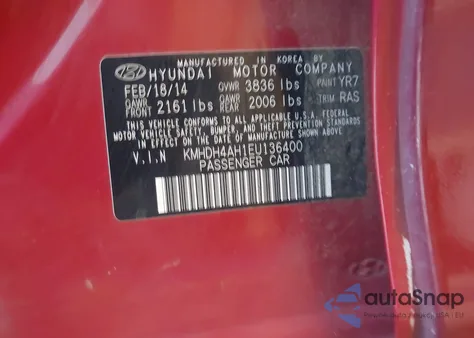 2014 Hyundai Elantra Sport from USA, damaged, VIN KMHDH4AH1EU136400
